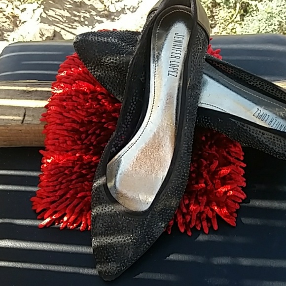 JENNIFER LOPEZ SPARKLE BLACK MESH FLATS - Picture 3 of 6